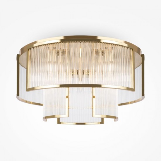 73484-045 Gold 9 Light Semi Flush with Clear Rods