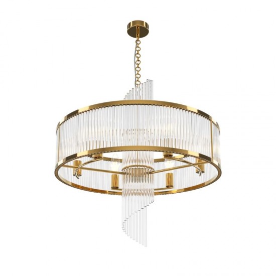 73485-045 Gold 6 Light Pendant with Clear Rods