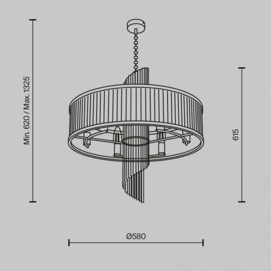 73485-045 Gold 6 Light Pendant with Clear Rods