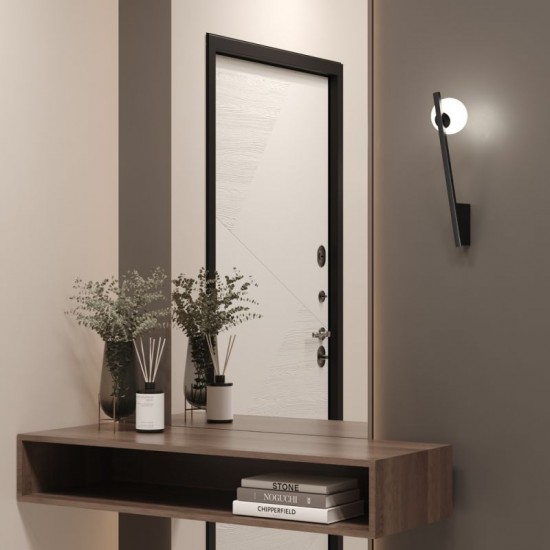 74129-045 Black Wall Lamp with White Glass