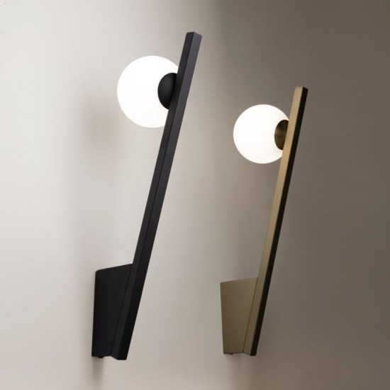 74129-045 Black Wall Lamp with White Glass