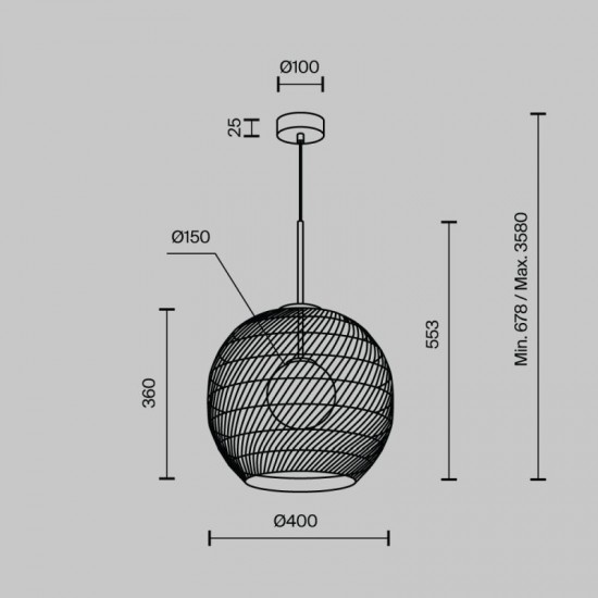 73459-045 Natural Wicker Pendant with White Glass Diffuser