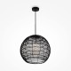 73457-045 Black Wicker Pendant with White Glass Diffuser