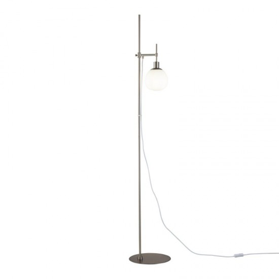 54179-045 Nickel Floor Lamp with White Glass