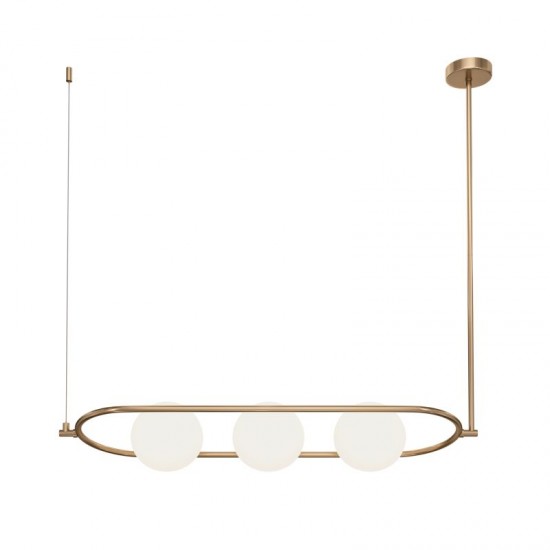 68638-045 Matt Gold 3 Light over Island Fitting with White Glasses