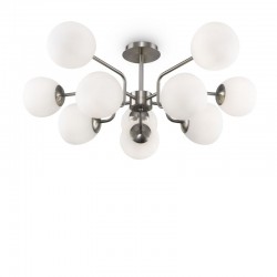68641-045 Nickel 10 Light Ceiling Lamp with White Glasses