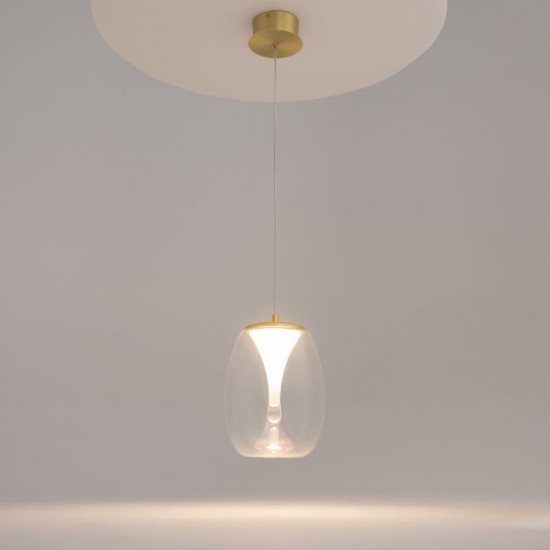 73614-045 Satin Gold LED Pendant with Clear Glass