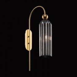 65469-045 Gold Wall Lamp with Smoky Ribbed Glass 65469-045 Gold Wall Lamp with Smoky Ribbed Glass