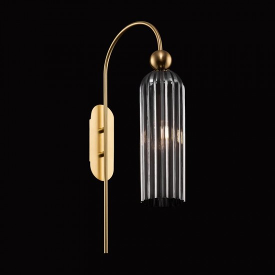 65469-045 Gold Wall Lamp with Smoky Ribbed Glass