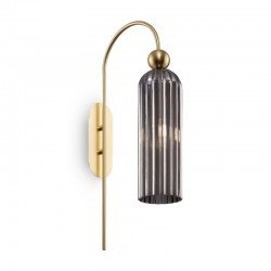 65469-045 Gold Wall Lamp with Smoky Ribbed Glass 65469-045 Gold Wall Lamp with Smoky Ribbed Glass