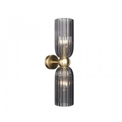68440-045 Gold Wall Lamp with Smoked Mirrored Ribbed Glass Shades 68440-045 Gold Wall Lamp with Smoked Mirrored Ribbed Glass Shades