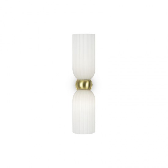 68438-045 Gold Wall Lamp with Frosted Ribbed Glass Shades