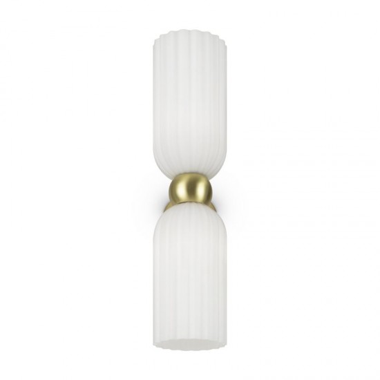 68438-045 Gold Wall Lamp with Frosted Ribbed Glass Shades