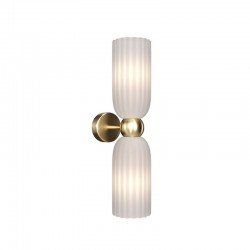 68438-045 Gold Wall Lamp with Frosted Ribbed Glass Shades 68438-045 Gold Wall Lamp with Frosted Ribbed Glass Shades
