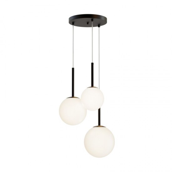 68460-045 Black 3 Light Cluster Fitting with White Glasses