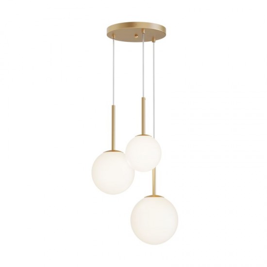 68448-045 Gold 3 Light Cluster Fitting with White Glasses