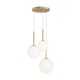 68448-045 Gold 3 Light Cluster Fitting with White Glasses