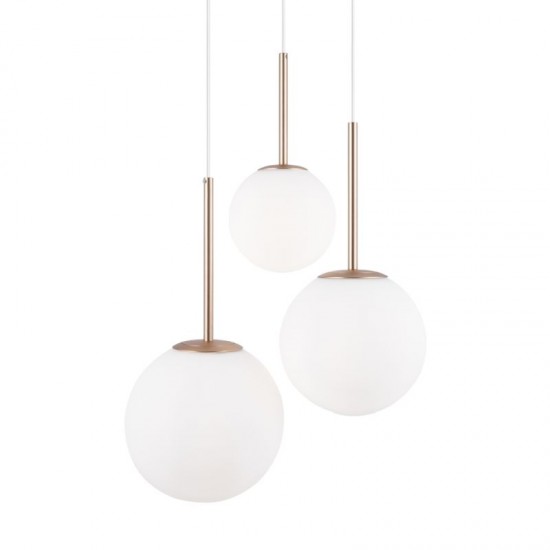 68448-045 Gold 3 Light Cluster Fitting with White Glasses