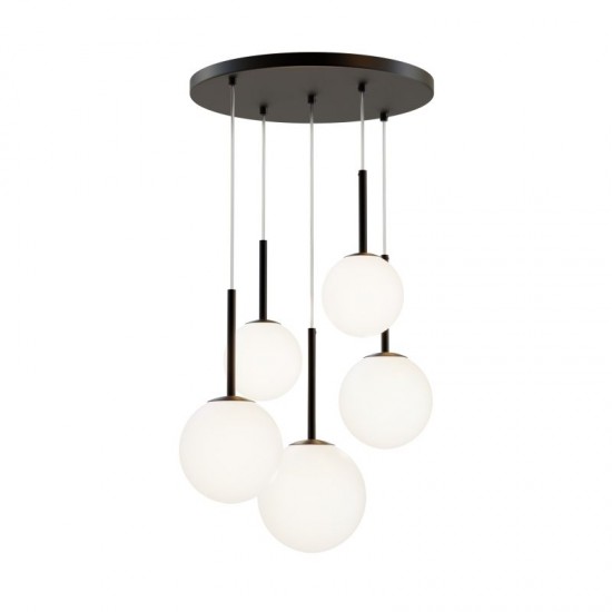 68461-045 Black 5 Light Cluster Fitting with White Glasses