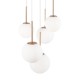 68449-045 Gold 5 Light Cluster Fitting with White Glasses