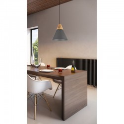 17824-045 Black Pendant with Wooden Element