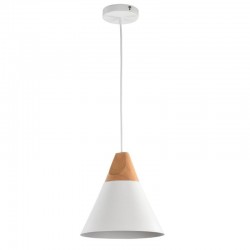 17825-045 White Pendant with Wooden Element 17825-045 White Pendant with Wooden Element
