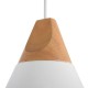 17825-045 White Pendant with Wooden Element