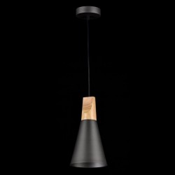 17826-045 Black Pendant with Wooden Element