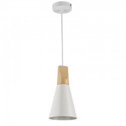 17827-045 White Pendant with Wooden Element 17827-045 White Pendant with Wooden Element