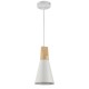 17827-045 White Pendant with Wooden Element