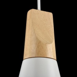 17827-045 White Pendant with Wooden Element