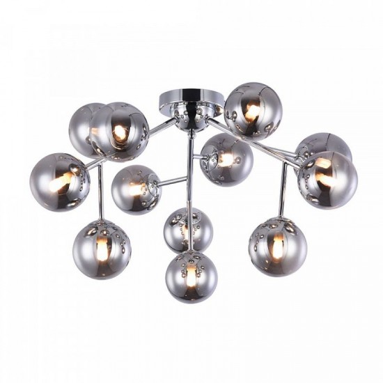 43491-045 Chrome 12 Light Ceiling Lamp with Smoked Mirrored Glass