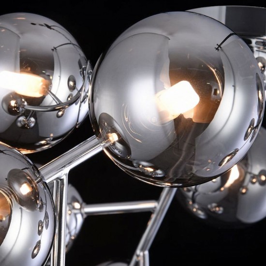43491-045 Chrome 12 Light Ceiling Lamp with Smoked Mirrored Glass