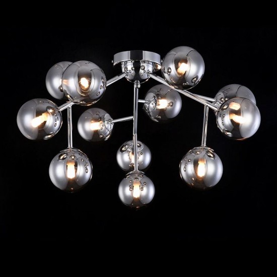 43491-045 Chrome 12 Light Ceiling Lamp with Smoked Mirrored Glass