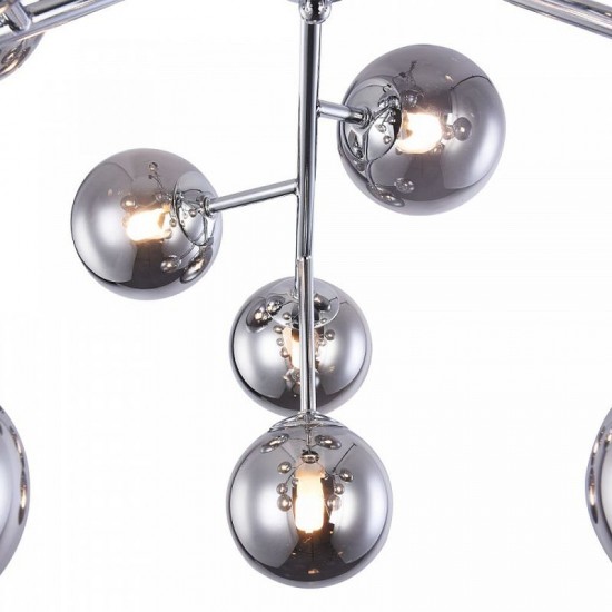 43491-045 Chrome 12 Light Ceiling Lamp with Smoked Mirrored Glass