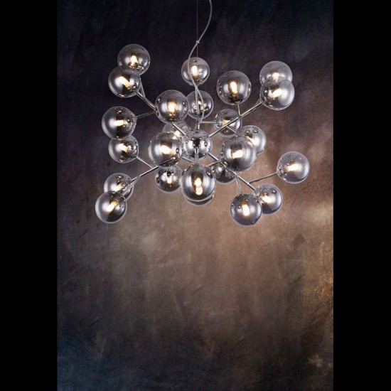43493-045 Chrome 24 Light Pendant with Smoked Mirrored Glasses