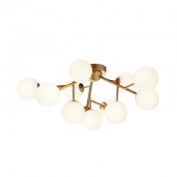 68577-045 Brass 12 Light Ceiling Lamp with White Glass 68577-045 Brass 12 Light Ceiling Lamp with White Glass