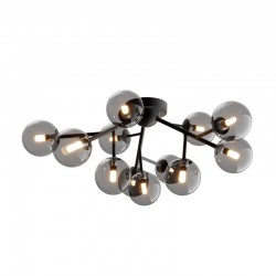 68576-045 Matt Black 12 Light Ceiling Lamp with Smoked Mirrored Glass 68576-045 Matt Black 12 Light Ceiling Lamp with Smoked Mirrored Glass