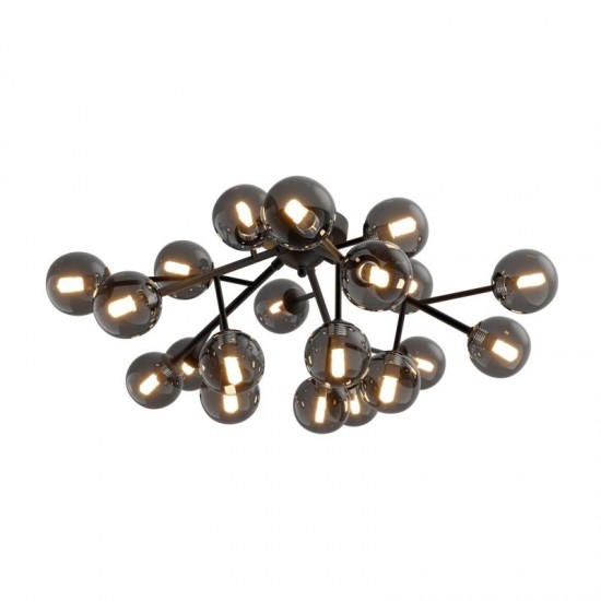 68578-045 Matt Black 20 Light Ceiling Lamp with Smoked Mirrored Glass