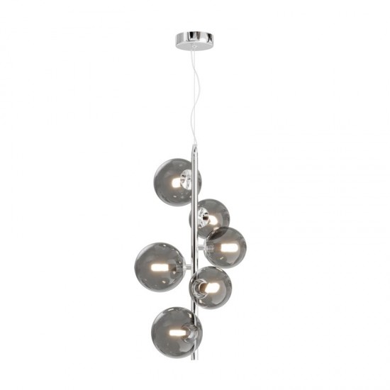 68588-045 Chrome 6 Light Pendant with Smoked Mirrored Glass