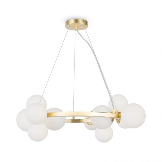 68590-045 Brass 11 Light Centre Fitting with White Glass