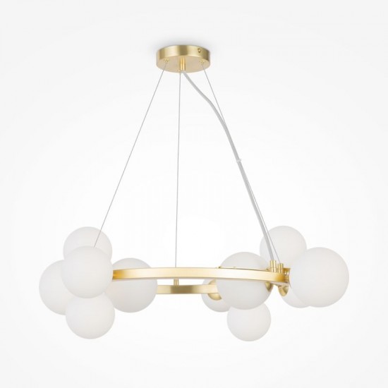 68590-045 Brass 11 Light Centre Fitting with White Glass