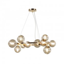 68591-045 Gold 11 Light Centre Fitting with Amber Mirrored Glass