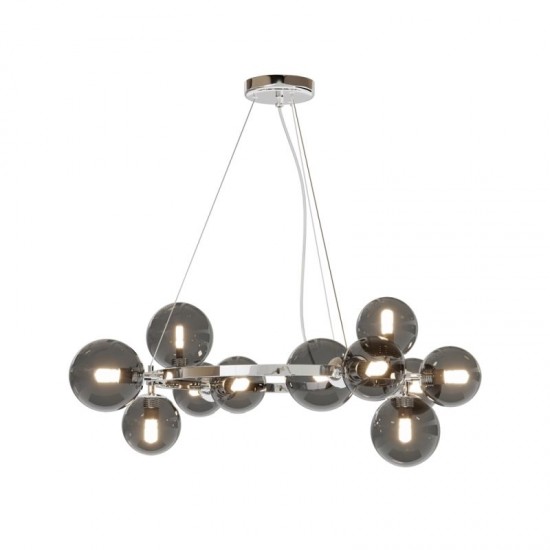 68575-045 Chrome 11 Light Centre Fitting with Smoked Mirrored Glass