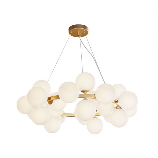 68581-045 Brass 25 Light Centre Fitting with White Glass