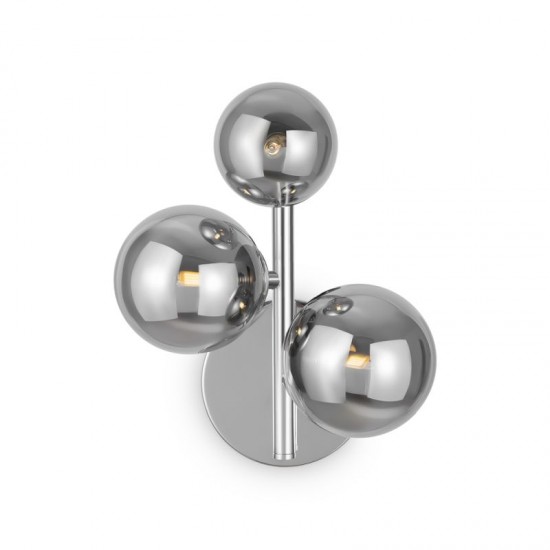 68584-045 Chrome 3 Light Wall Lamp with Smoked Mirrored Glass