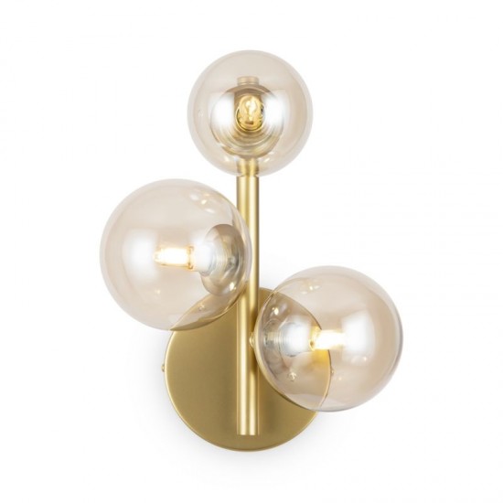 68586-045 Gold 3 Light Wall Lamp with Amber Mirrored Glass