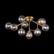 43490-045 Gold 12 Light Ceiling Lamp with Mirrored Amber Glasses