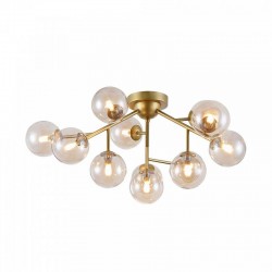 43490-045 Matt Gold 12 Light Ceiling Lamp with Mirrored Amber Glasses 43490-045 Matt Gold 12 Light Ceiling Lamp with Mirrored Amber Glasses