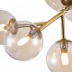 43490-045 Gold 12 Light Ceiling Lamp with Mirrored Amber Glasses